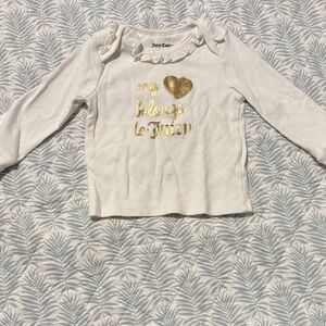 Juicy Couture White Long Sleeve with Gold Heart Print
